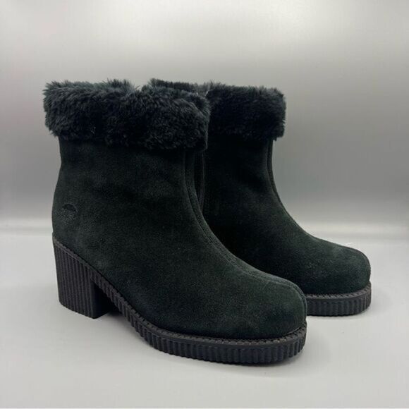 Totes Suede Fur Lining Chunky Heel Ankle Boots - Picture 1 of 7
